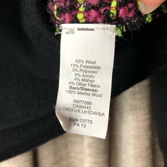 J. Crew Pink Tweed Front Navy Crew Neck Sweater - Picture 6 of 10